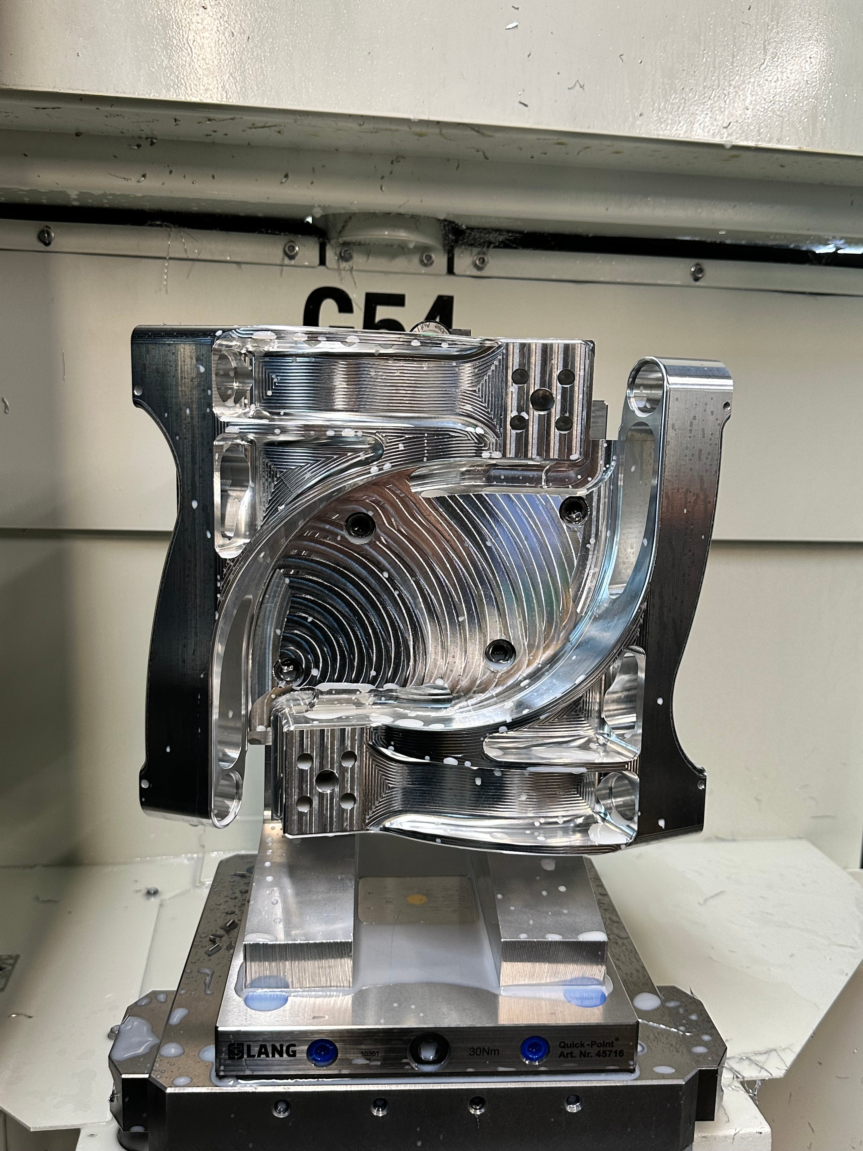 SERIAL999 rear upper control arm being machined, designed for performance with lightweight aluminum for IS300, GS300.