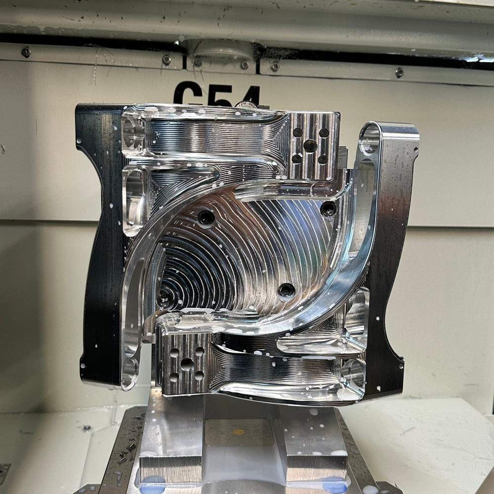  SERIAL999 rear upper control arm being machined, designed for performance with lightweight aluminum for IS300, GS300. 